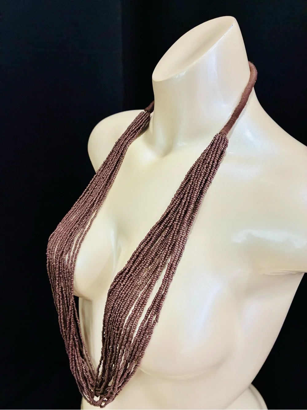 Brown Multi-Strand Beaded Necklace - Contemporary Women’s Jewelry
